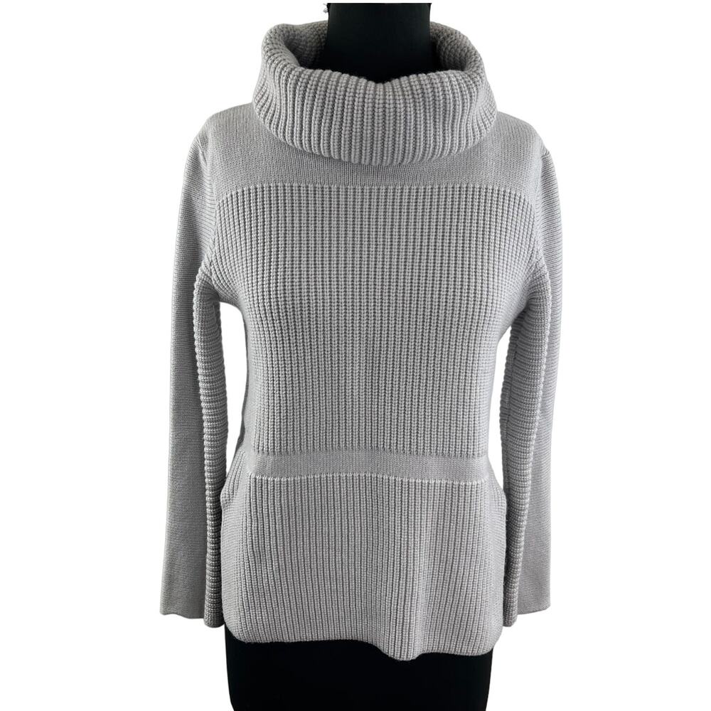 SURE FEEL Gray Ribbed Wool? Long Sleeve Cowl Neck Pullover Knit Sweater S M?